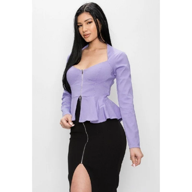 Sports Jacket Long Sleeve Ruffle Zip-up Jacket
