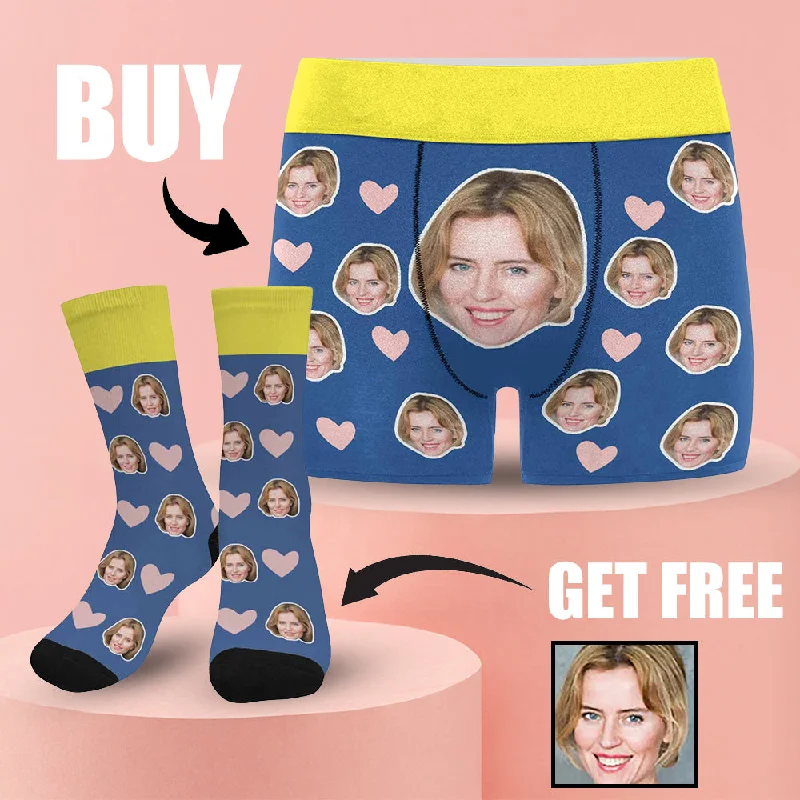 Fresh And Natural [Underwear+Socks]Custom Face Men's All Over Print Boxer Briefs Personalized Love Underwear
