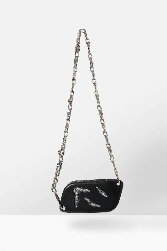 Spring Fashion Published By Leather Cross Body in Black with Signature Wavy Chain