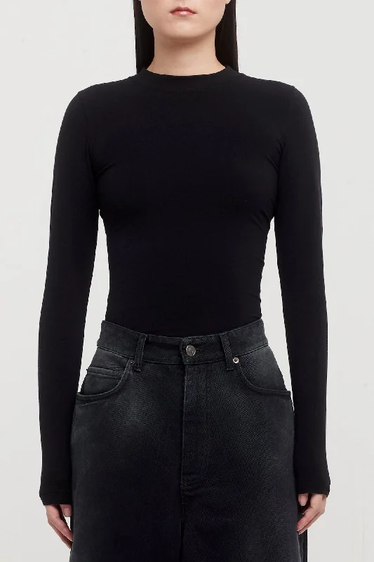 Short Design Balenciaga Stretch LS Shirt in Black