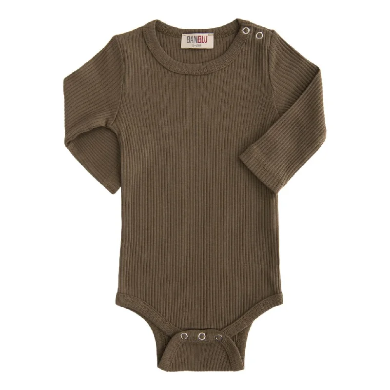 Dessert Matching Green Olive Long Sleeved Modal Bodysuit