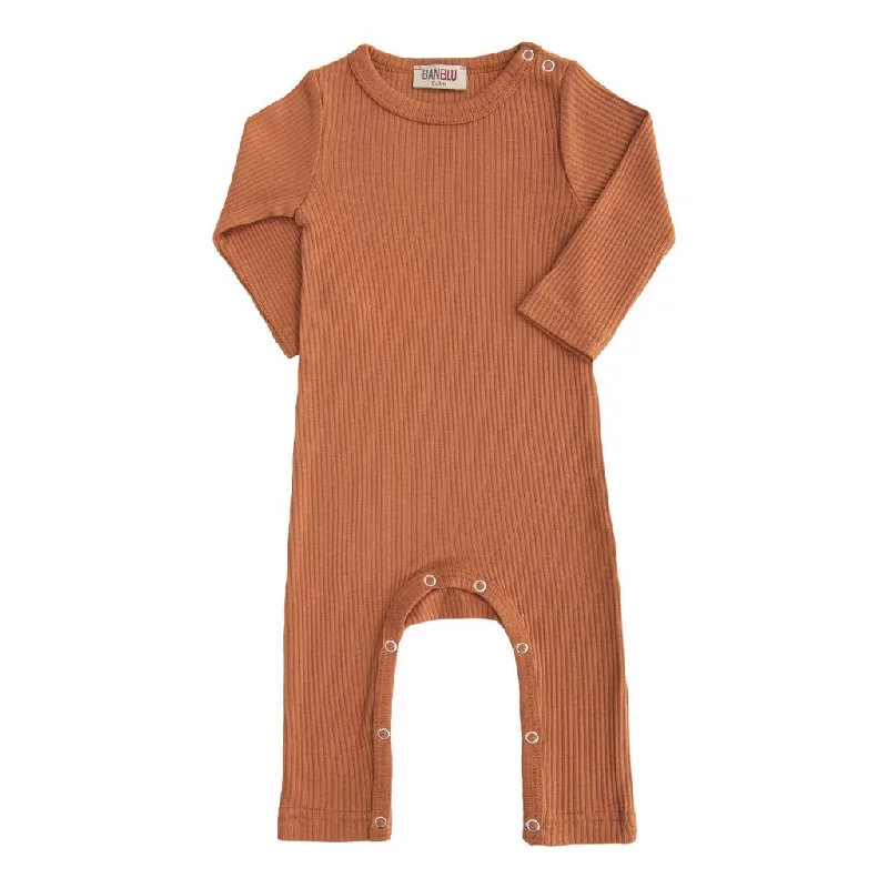 Stunning Fashion Orange Terracotta LS Modal Romper