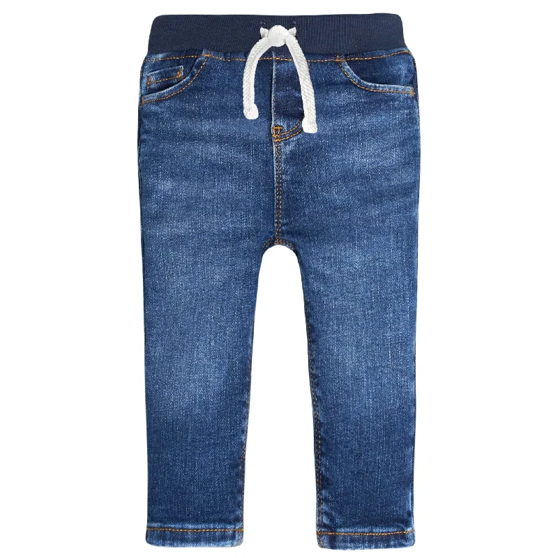 Casual Comfort Baby Neutral Blue Rib Waist Skinny Denim Jeans