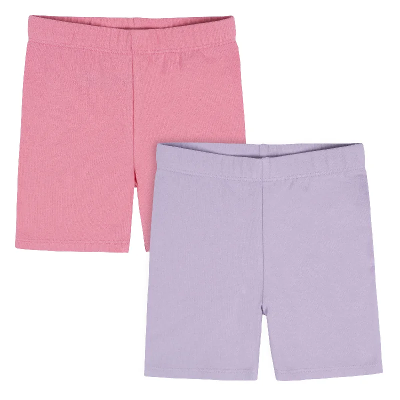 Boutique display 2-Pack Infant & Toddler Girls Pink & Purple Pull-On Bike Shorts