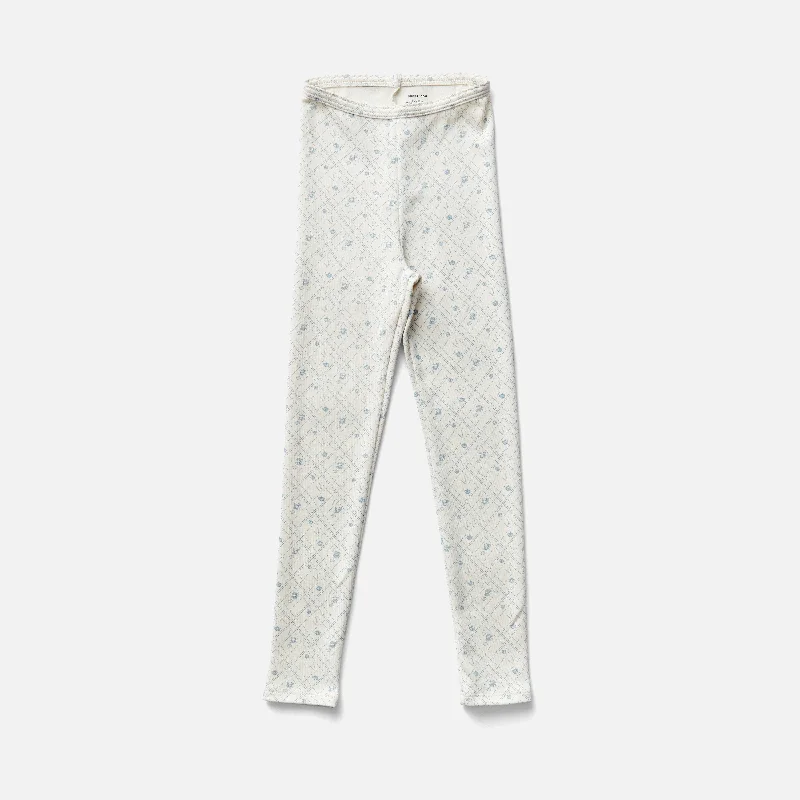 Smart Comfort Pima Cotton Stretch Leggings - Frost Tea Party