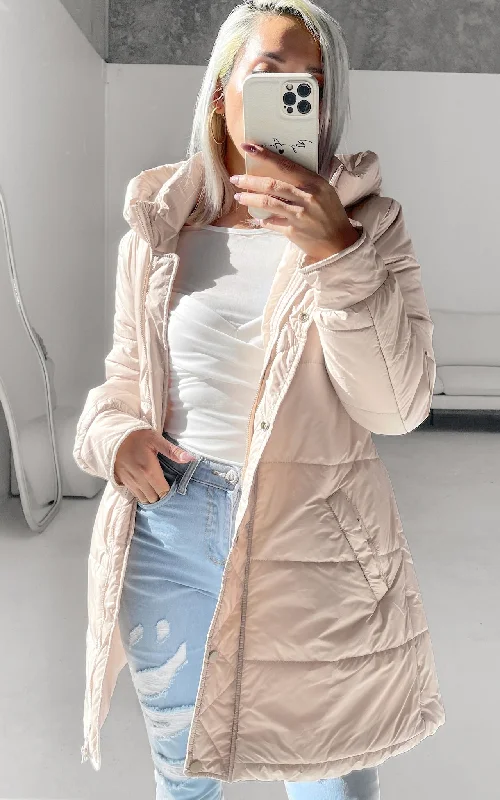 Soft Layers Genevieve Puffer Jacket - Latte Beige