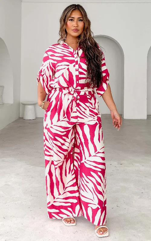 Comfy Pants Enzo Shirt Blouse - Pink Print