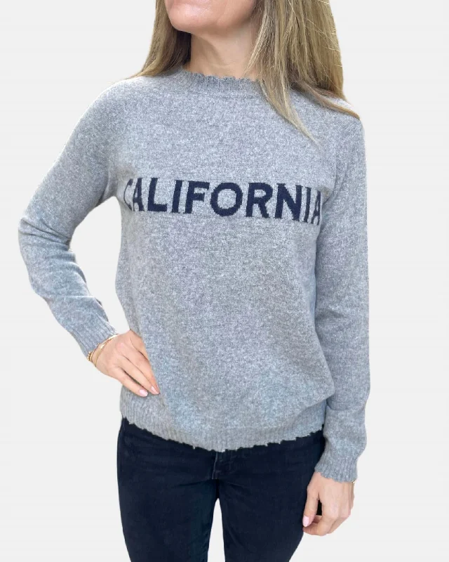 Energy Wear California Cashmere Crew Sweater In Slate And Beluga